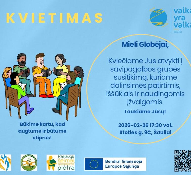 Kviečiame į savipagalbos grupės susitikimą!