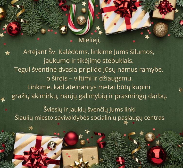 Sveikinimas artėjančių švenčių proga!