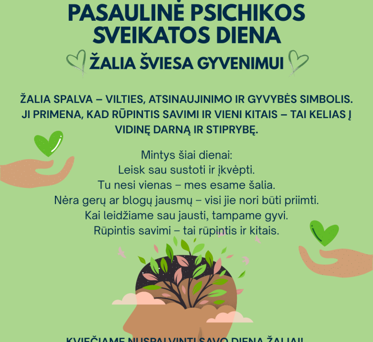 Paminėkime Pasaulinę psichikos sveikatos dieną
